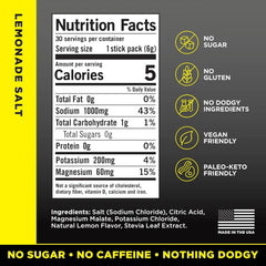 LMNT Zero Sugar Electrolytes - Lemonade Salt | Drink Mix | 30 Count