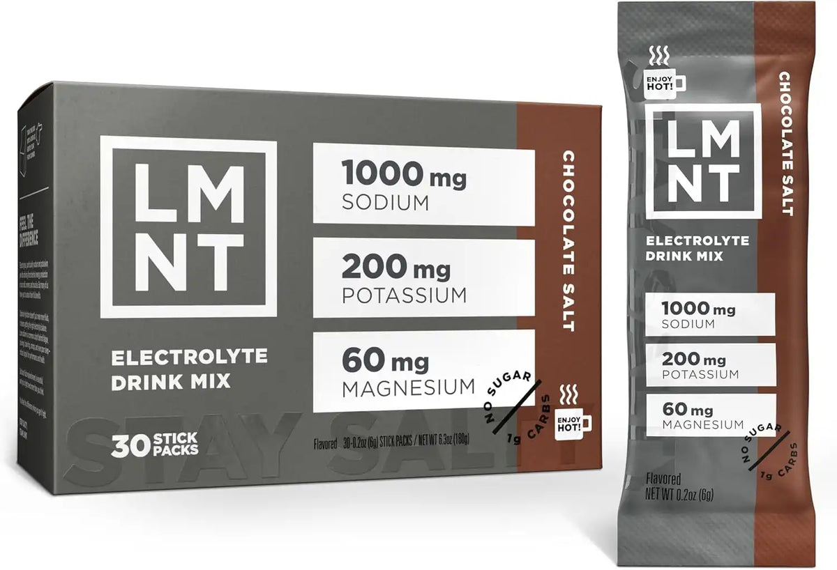 LMNT Zero Sugar Electrolytes - Chocolate Salt | Drink Mix | 30-Count