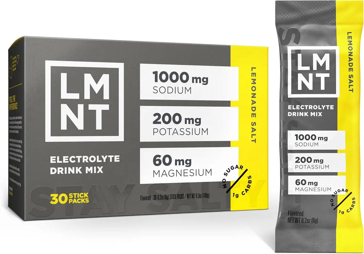 LMNT Zero Sugar Electrolytes - Lemonade Salt | Drink Mix | 30 Count